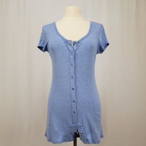 Victoria Secret Vintage Blue & Gray Striped Romper